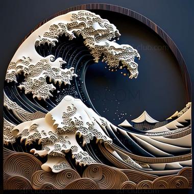 3D model great wave (STL)